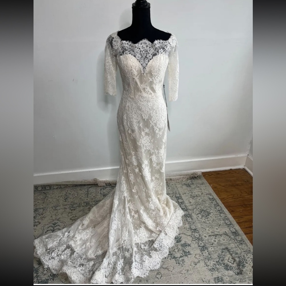 Liancarlo Style 6850 Italian silk & lace vintage style Wedding dress Size 4/6